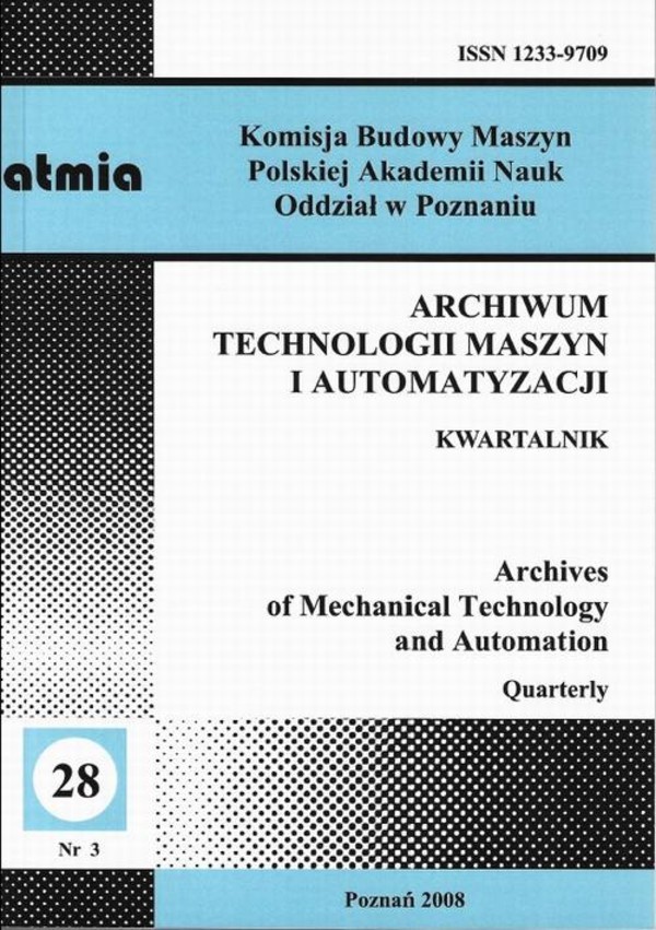 Archiwum Technologii Maszyn i Automatyzacji 28/3 - pdf