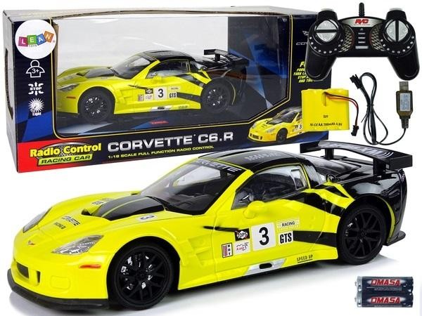 Auto sportowe RC Corvette C6.R żółty Skala 1:18