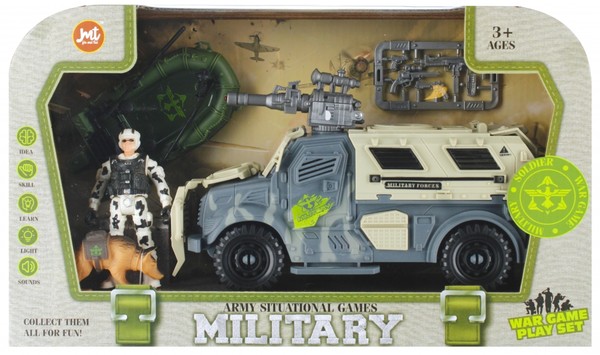 Auto wojskowe z akcesoriami