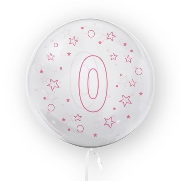 Balon Gwiazdki cyfra 0 różowy 45 cm