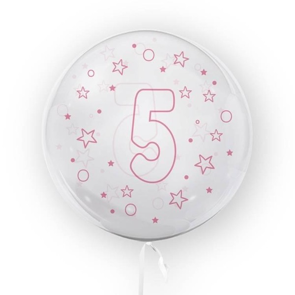 Balon Gwiazdki cyfra 5 różowy 45 cm