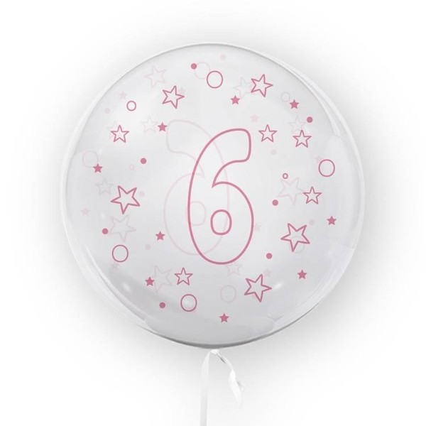 Balon Gwiazdki cyfra 6 różowy 45 cm