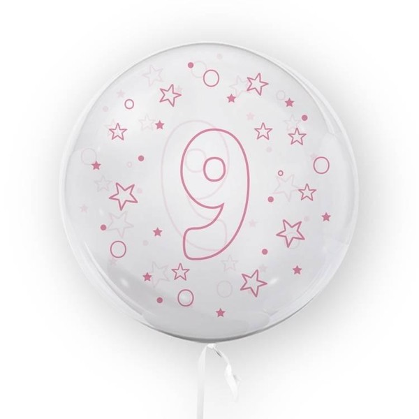Balon Gwiazdki cyfra 9 różowy 45 cm