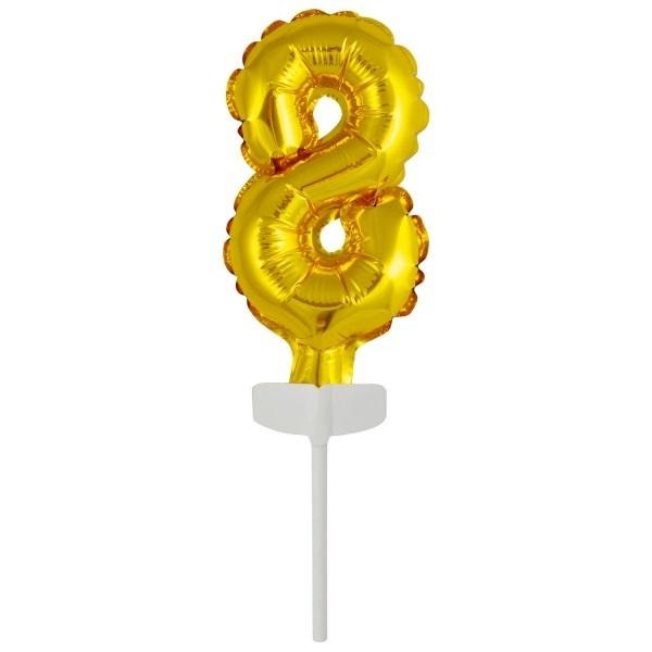 Balon foliowy mini cyfra 8 złota 6,5x12cm