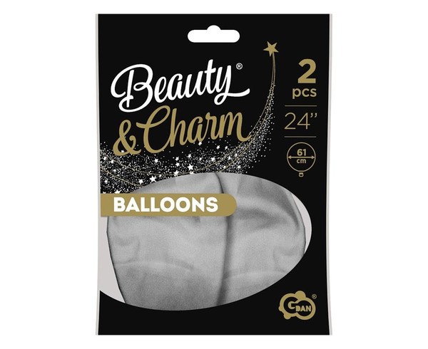 Balony Beauty&Charm platynowe srebrne 2szt