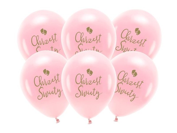 Balony Eco Chrzest Święty rumiany różowy 33cm 6szt