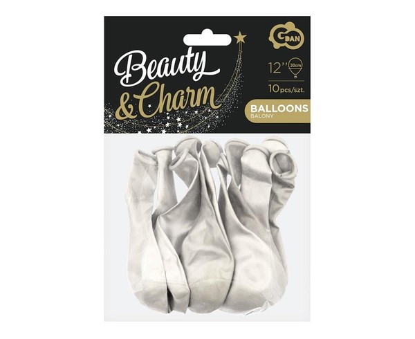 Balony metaliczne Beauty&Charm białe 30 cm 10 sztuk