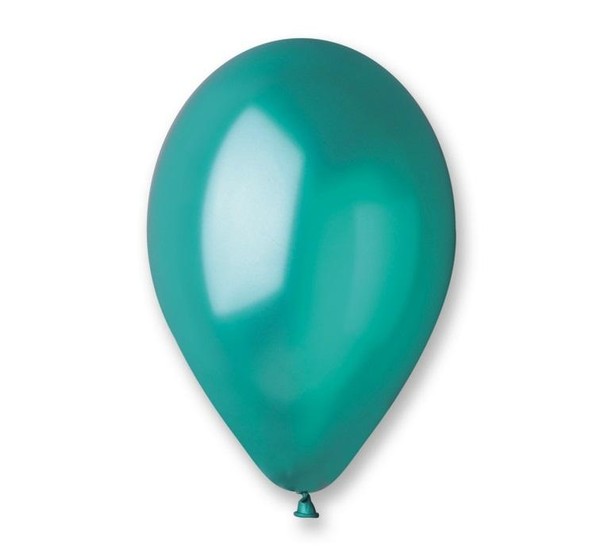 Balony metaliczne zielone turkusowe 25 cm 100 sztuk