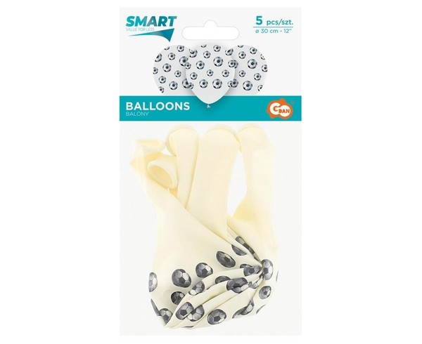 Balony Piłka Nożna czarno-białe 30cm 5szt