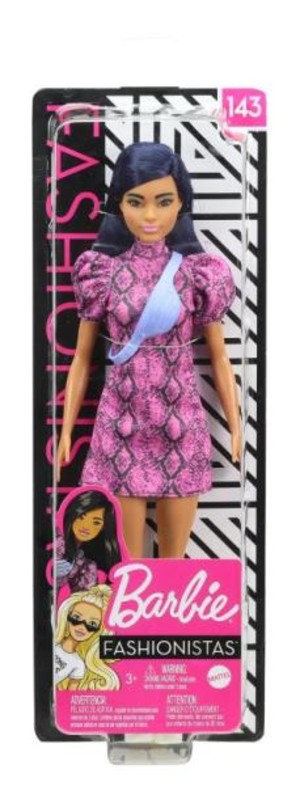 Barbie Lalka Fashionistas 143 Modna przyjaciółka Wężowa sukienka