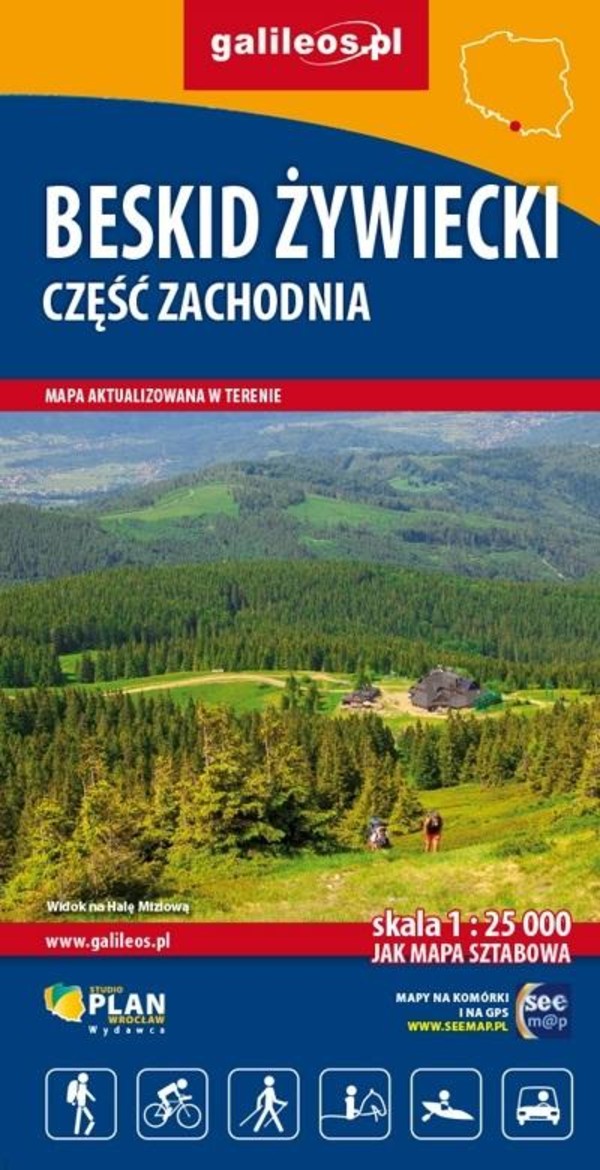 Beskid Żywiecki część zachodnia Mapa turystyczna 1:25 000