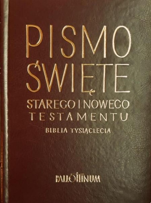 Biblia Tysiąclecia oprawa skórzana złote tłoczenia