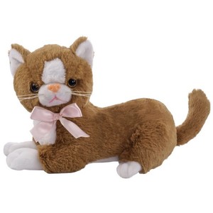 Brązowy kot Flico z kokardą 34 cm