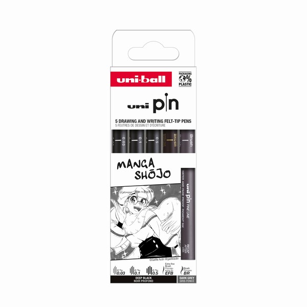 Cienkopis kreślarski pin 200 manga shojo dwa kolory różne grubości 5 szt.