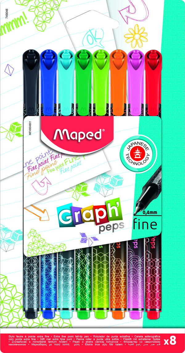 Cienkopis maped graph peps deco 8 kolorów blister