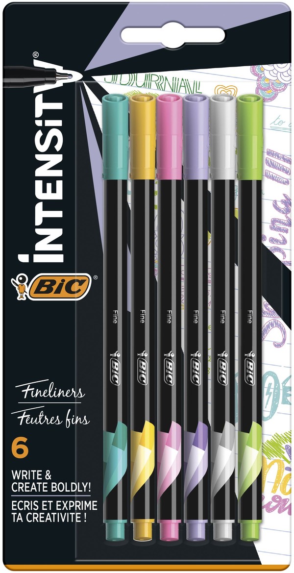 Cienkopisy intensity fine bic mix pastel blister 6 kolorów