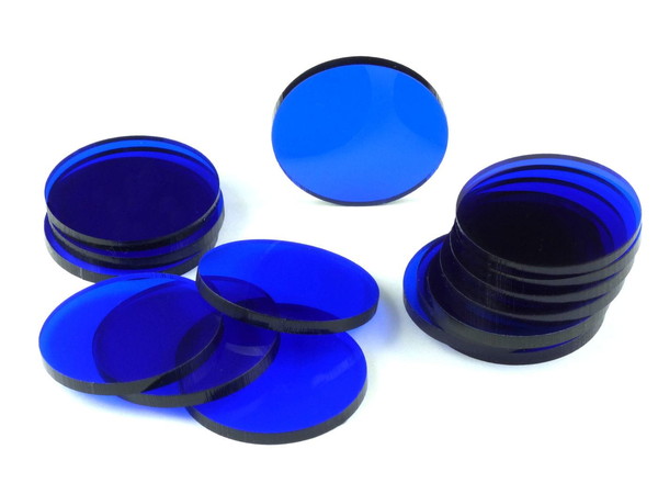Podstawki akrylowe - Transparentne - Okrągłe 32 x 3 mm - Niebieskie (15)
