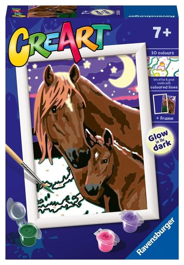 Malowanie po numerach CreArt dla dzieci Konie o północy