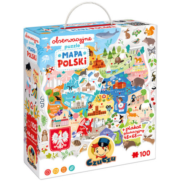 CzuCzu Obserwacyjne puzzle Mapa Polski 5+ 100 elementów