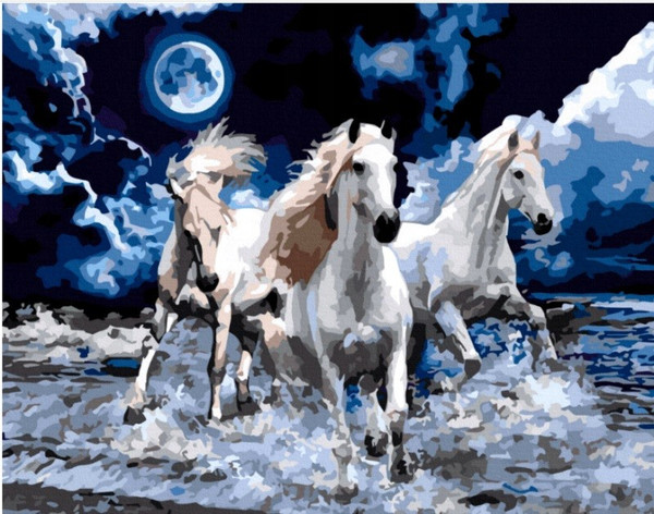 Diamentowa mozaika 3 białe konie