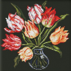 Diamentowa mozaika bez ramy Eleganckie tulipany