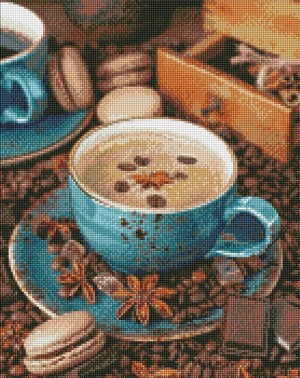 Diamentowa mozaika bez ramy Martwa natura z kawą