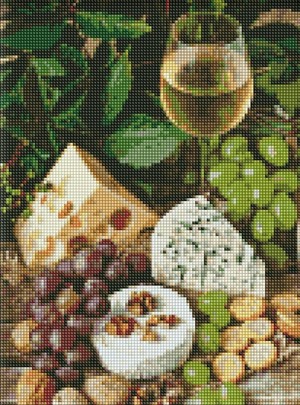Diamentowa mozaika Białe wino z serem 30x40 cm