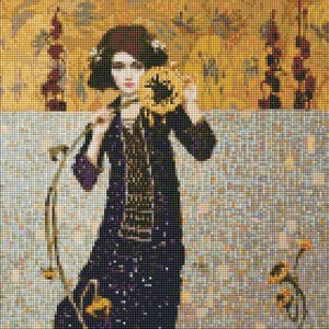 Diamentowa mozaika Dziewczyna ze słoneczników 40x40 cm