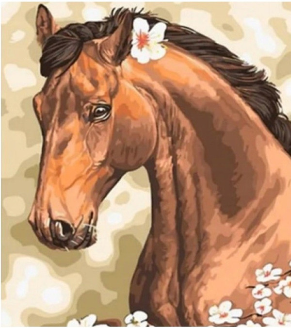 Diamentowa mozaika Koń z kwiatkiem
