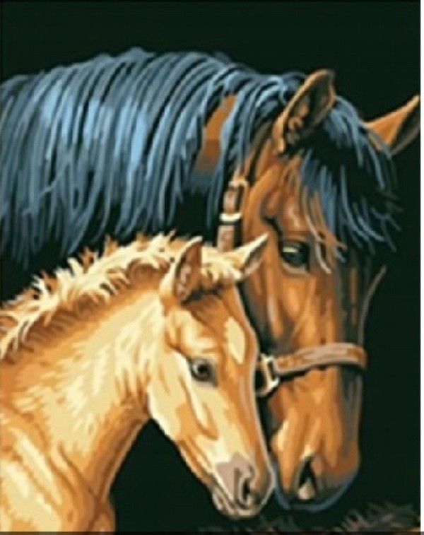 Diamentowa mozaika Koń ze źrebakiem