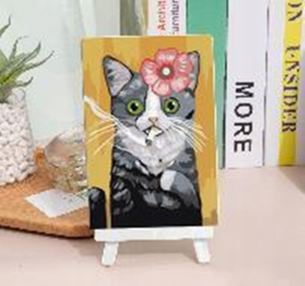 Diamentowa mozaika Kot z kwiatem i papierosem + sztaluga