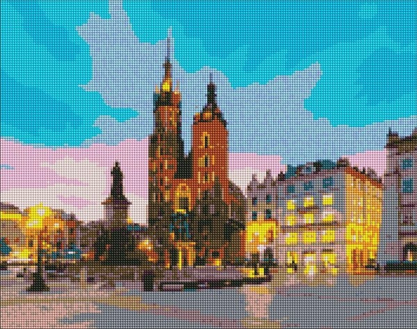 Diamentowa mozaika - Kraków wieczorem 40x50 cm