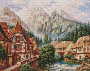 Diamentowa mozaika Miasto w górach 40x50 cm