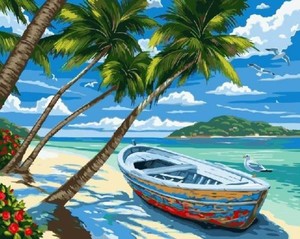 Diamentowa mozaika Plaża z palmami
