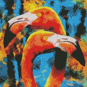 Diamentowa mozaika Pomarańczowe flamingi 40x40 cm