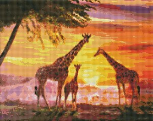 Diamentowa mozaika Rodzina żyraf 40x50 cm