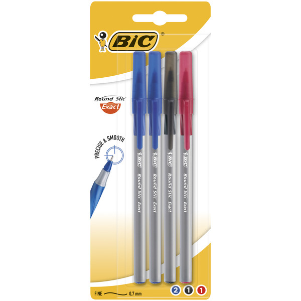 Długopis round stic exact bic mix ast blister 4szt