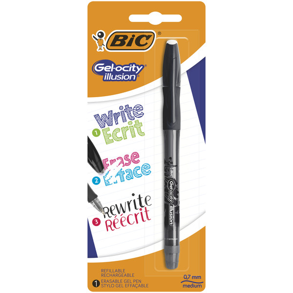 Długopis wymazywalny gel-ocity illusion bic czarny blister 1szt