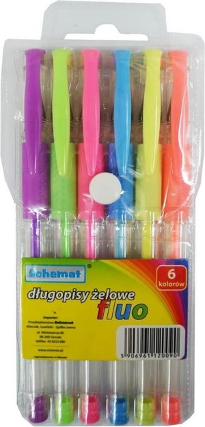 Długopisy żelowe fluorescencyjne 6 kolorów