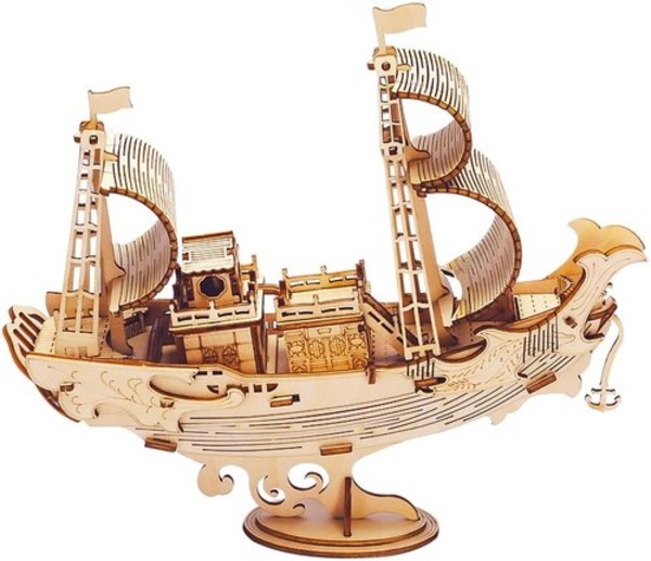 Drewniane Puzzle 3D Statek Japoński 91 elementów