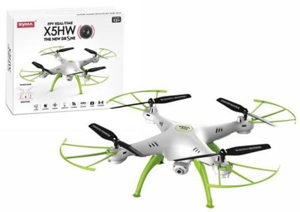 Dron X5HW biało-zielony zdalnie sterowany