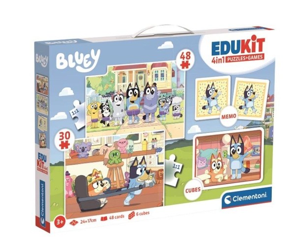 Zestaw Edukit Puzzle 30,48 elementów + Memo + Klocki Bluey