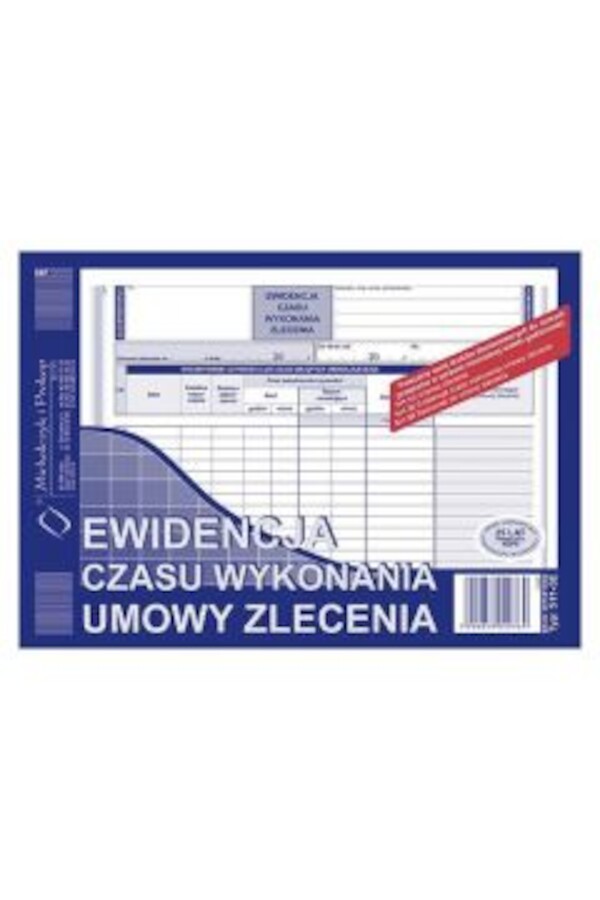 Ewidencja czasu wykonywania umowy zlecenia 511-3E