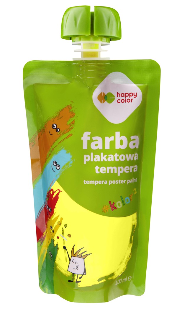 Farba plakatowa tempera 100 ml neon żółty happy color