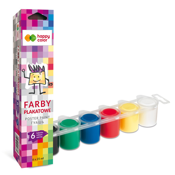 Farba plakatowa tempera happy color 6 kolorów po 25 ml