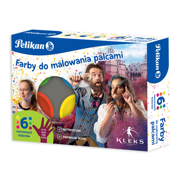 Farby do malowania palcami kleks 40 ml 6 neonowych kolorów pelikan