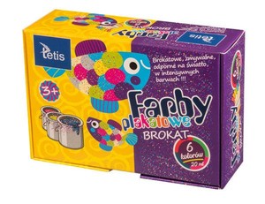 Farby plakatowe brokatowe 6kol 20ml Tetis