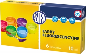 Farby plakatowe fluorescencyjne 6 kolorów 10 ml