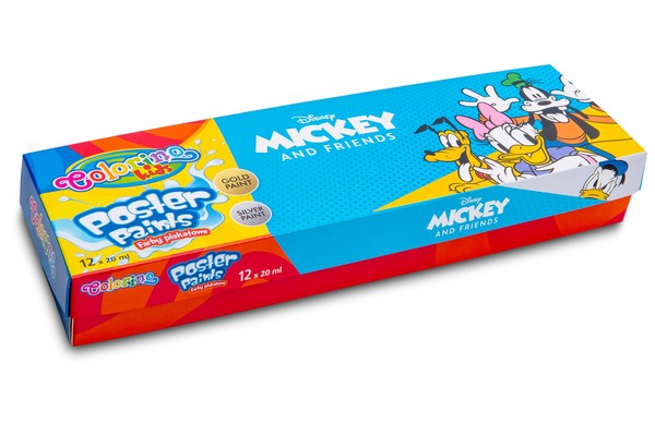 Farby plakatowe mix 20 ml colorino kids 12 kolorów mickey