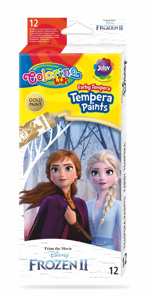 Farby tempera w tubach colorino kids 12 kolorów 12 ml frozen